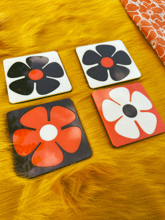 Layla 70s inspired retro flower coasters