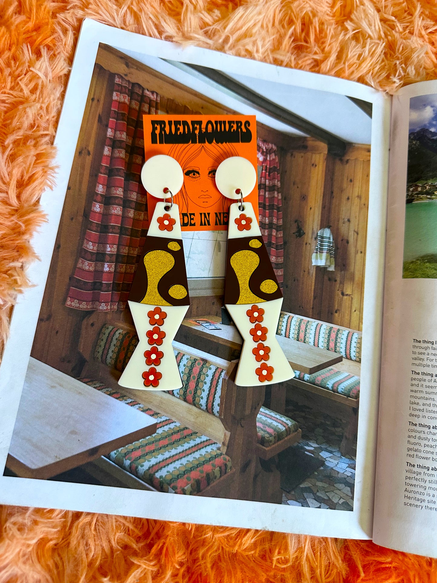 Retro Groovy Flower Power Lava Lamp Earrings