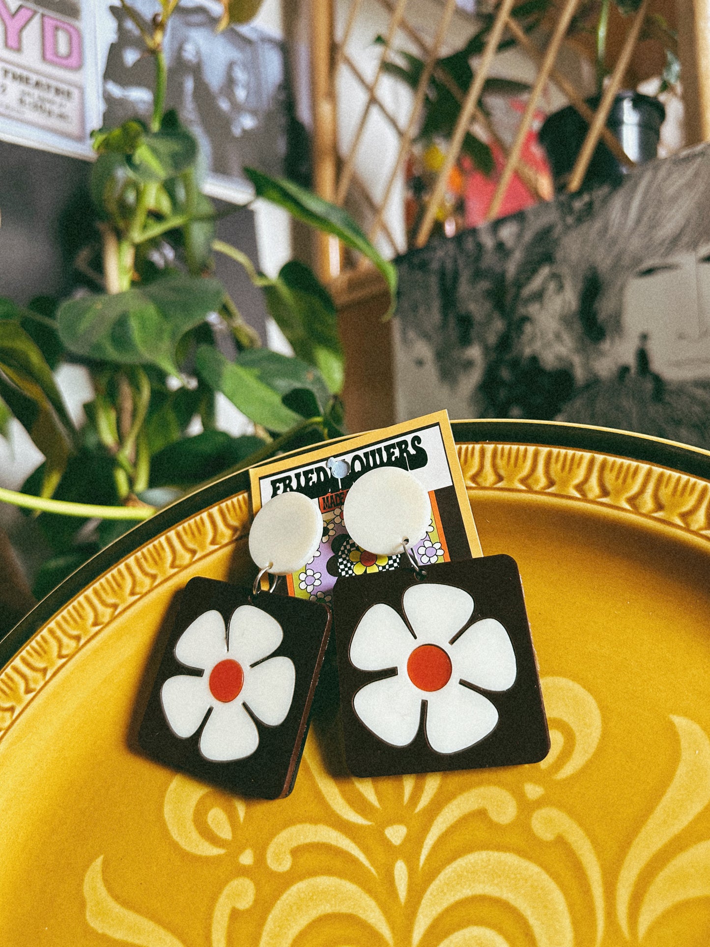 Layla 1970s Pattern inspired Flower Earrings