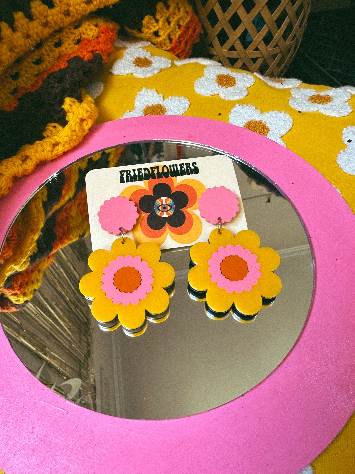 Cellophane flower funky Earrings