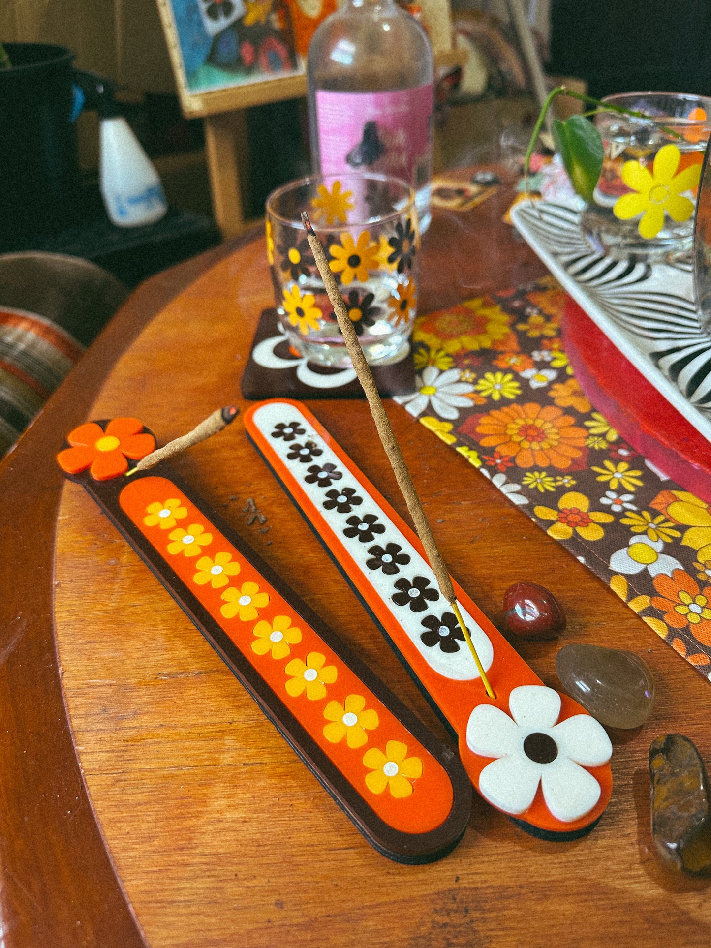 Groovy Retro inspired Flower Acrylic Incense holder
