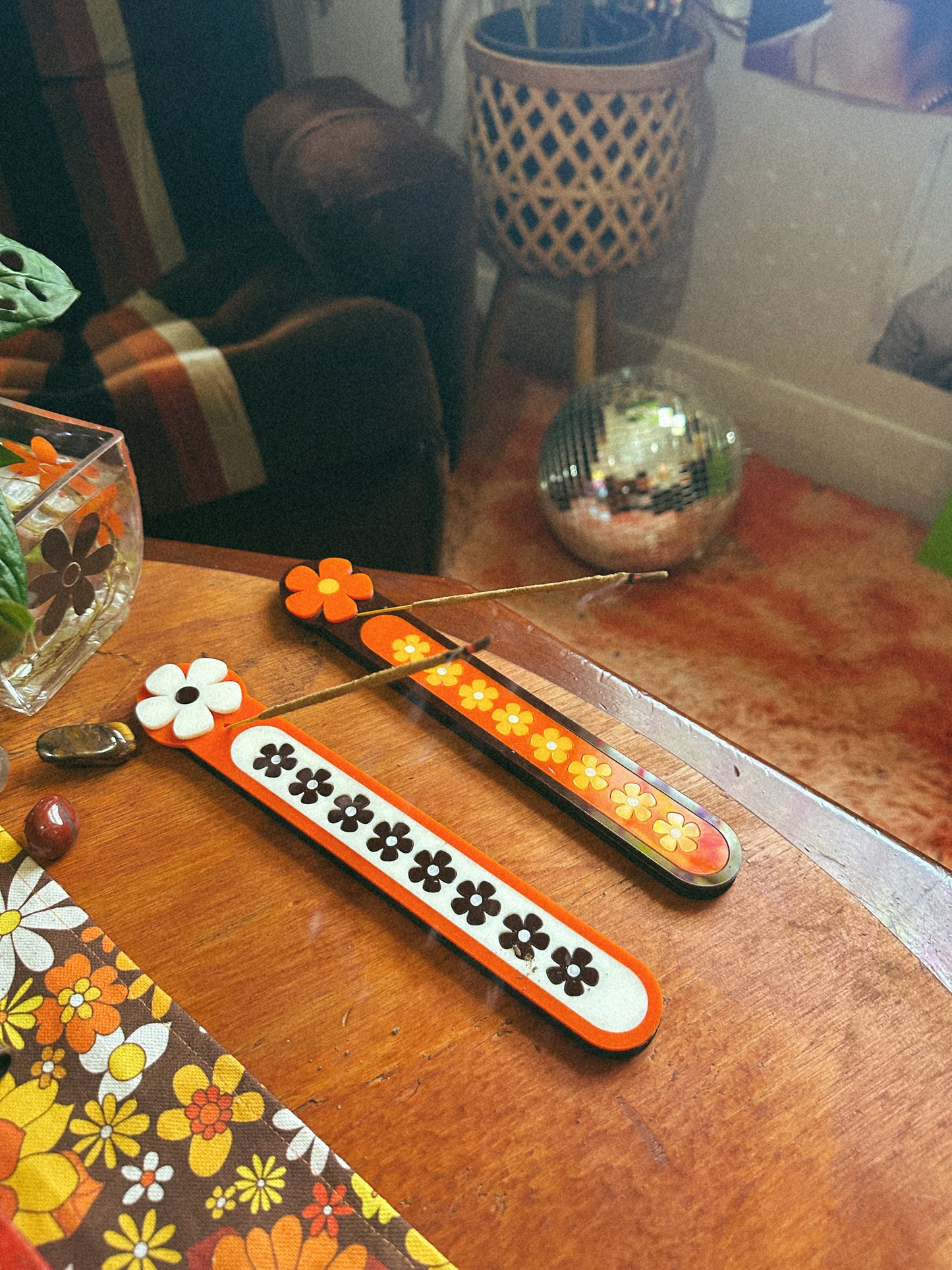 Groovy Retro inspired Flower Acrylic Incense holder