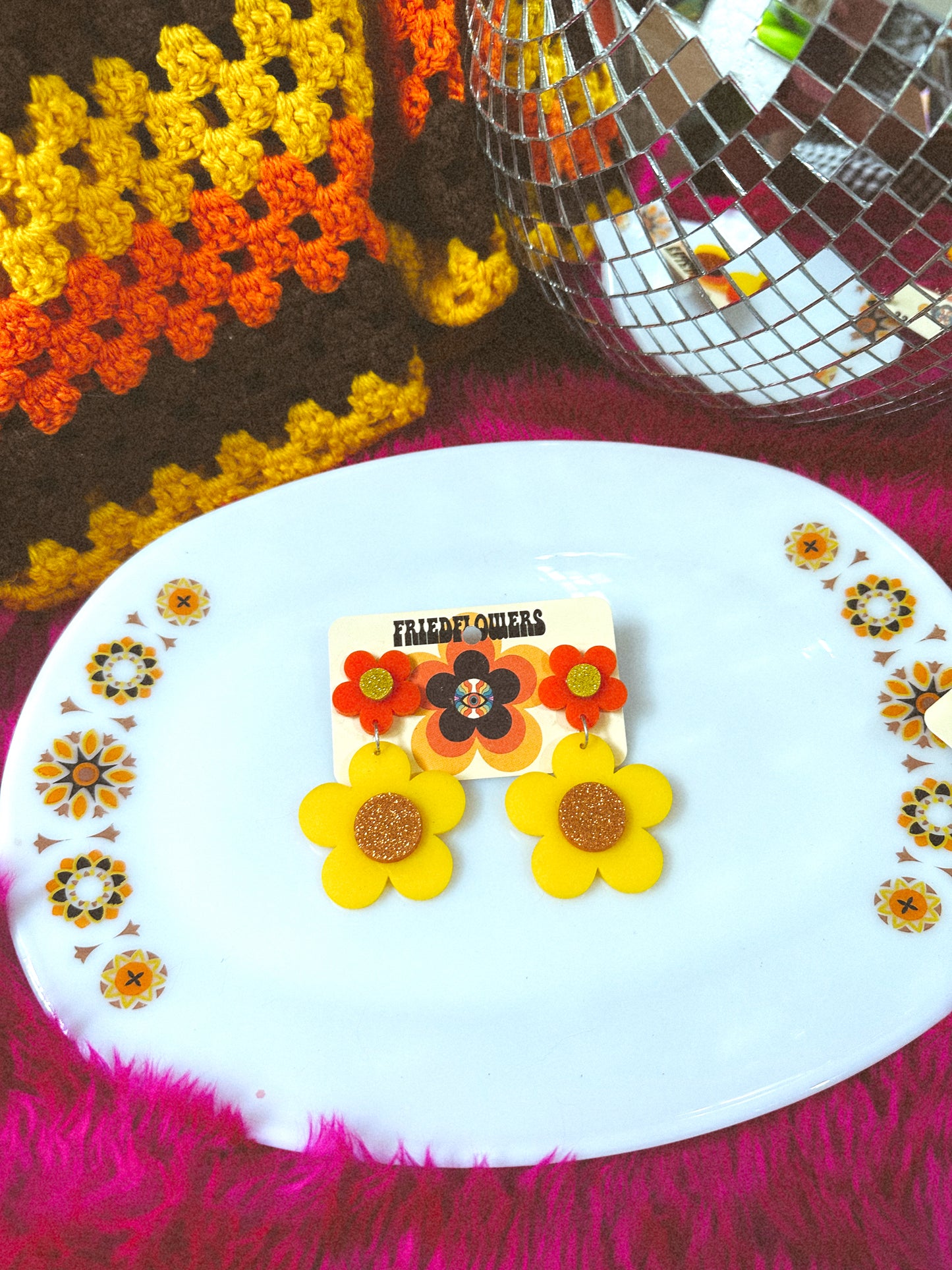 Sample Orange sunshine flower earrings
