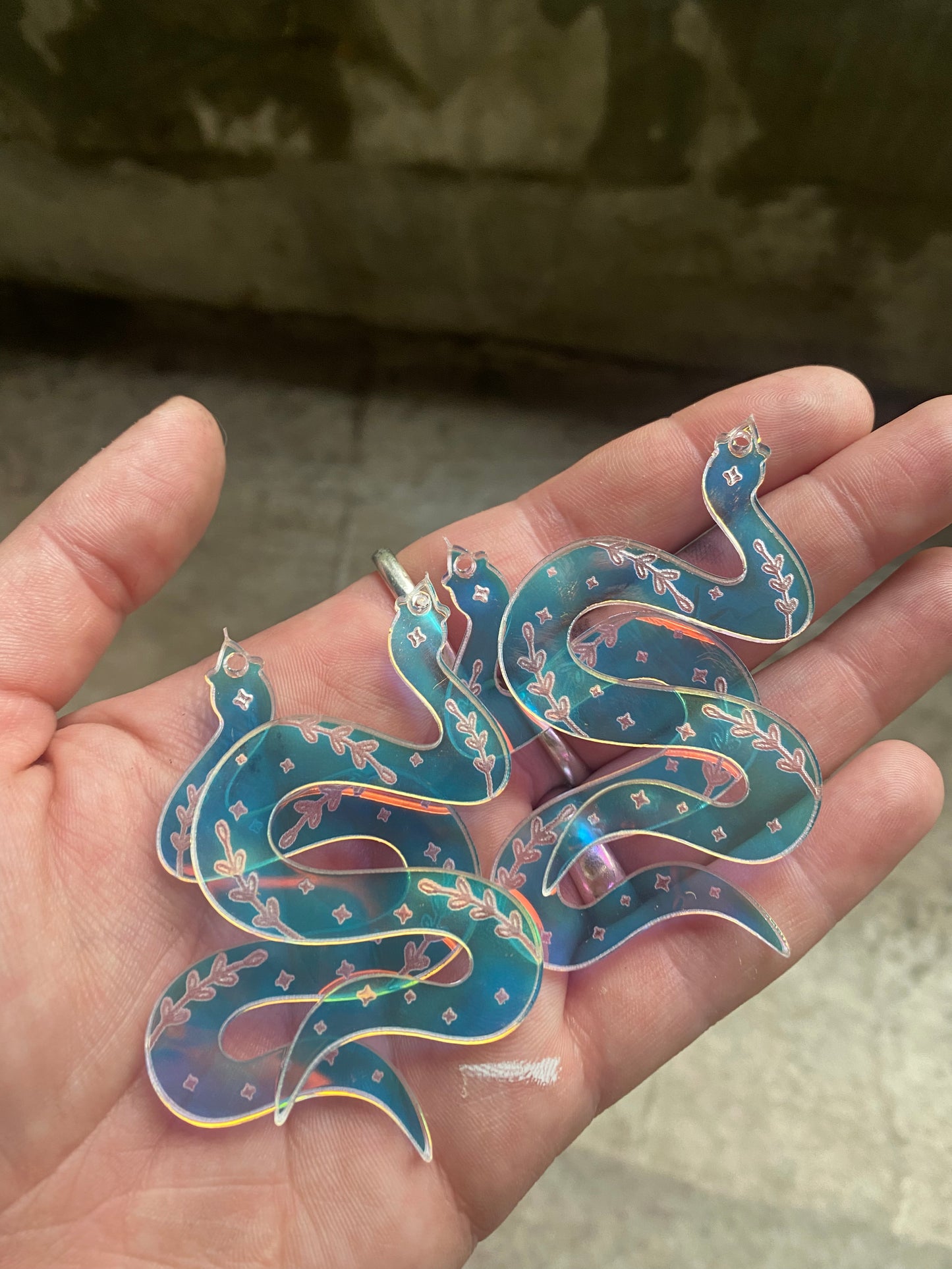 Mystical Hand painted Snake Earrings