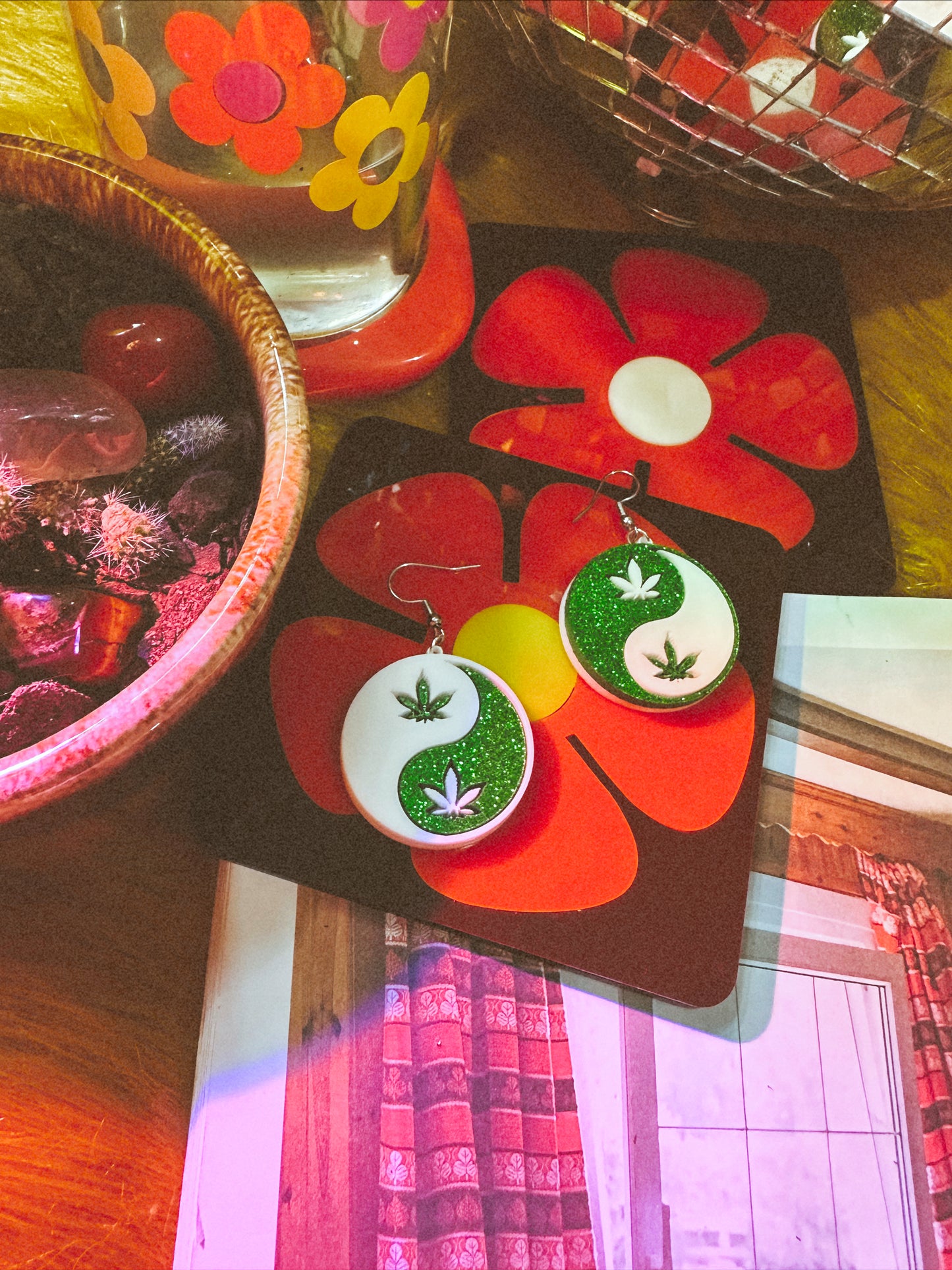 Weed Yin and Yang earrings